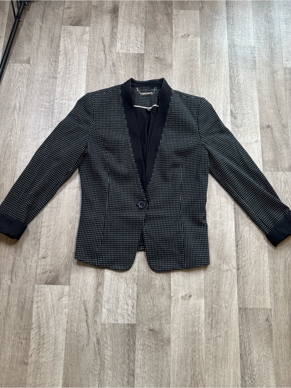 Black House White Market Women's Black Patterned Single-Button Blazer size 6.